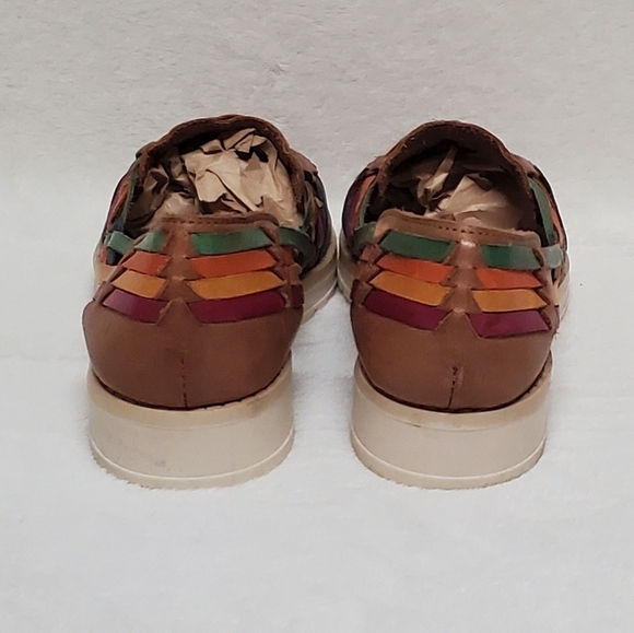 Boho Mexican Style Rainbow Braided Leather Chunky Sole Huarache Sandals - Picture 10 of 14